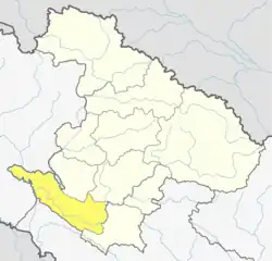Location of Surkhet District (dark yellow) in Karnali