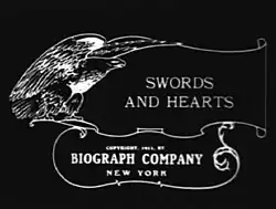 Title card for the 1911 film Swords and Hearts
