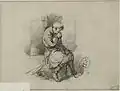 "Sitting Peasant" (Siedzący wieśniak). Ink on paper, 1852
