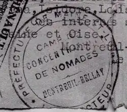 A seal on a document on the Montreuil-Bellay "nomad concentration camp" (1943).