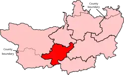 Map showing the location of the Taunton and Wellington constituency in Somerset under the boundaries created by the 2023 boundary review and first used at the 2024 general election.