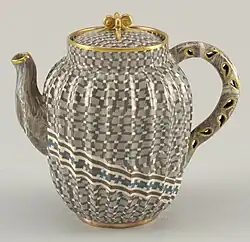 Teapot in Marquetrie ware, using different clays, stoneware, 1887–1900