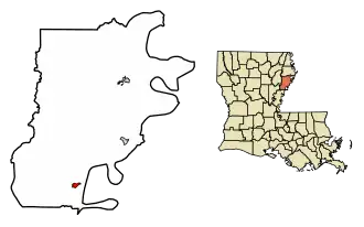 Location of Waterproof in Tensas Parish, Louisiana.