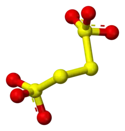 Ball-and-stick model of the tetrathionate ion