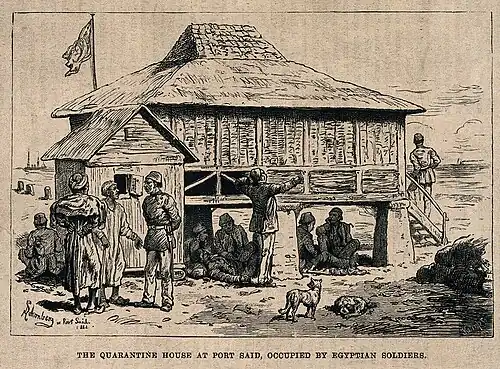 The Quarantine House for Egyptian soldiers suffering from the plague at Port Said during the British Conquest of Egypt (1882)