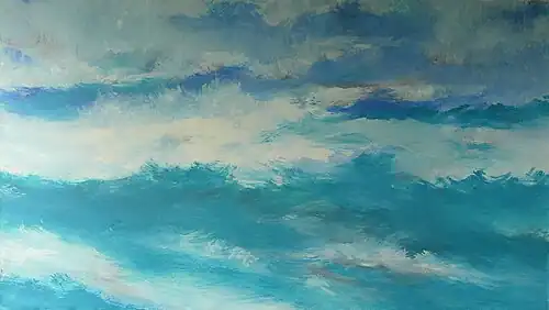 The Sea IV 2012, oil on canvas, 101 × 182&nbsp;cm, painted in Vanuatu