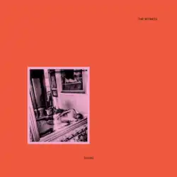 A plain orange background with the album name printed in small black text in the top-right, and the band name in the bottom-middle. Mostly in the bottom-left is a pink-and-black photograph of a shirtless man lying down in a bed.