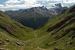 The Lasörling Group seen from the Eissee Hut and the Timmeltal valley (on the axis of the valley is the Berger Kogel)