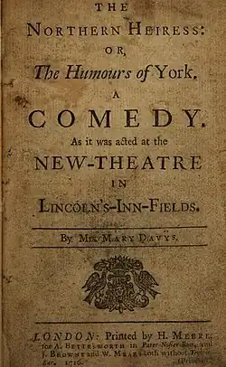 Title page Mary Davys The Northern Heiress 1716