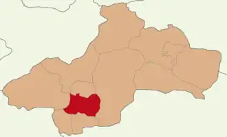 Map showing Artova District in Tokat Province