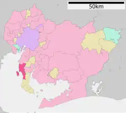 Location of Tokoname in Aichi Prefecture