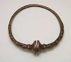 Bronze 4th-century BC buffer-type Celtic torc from France