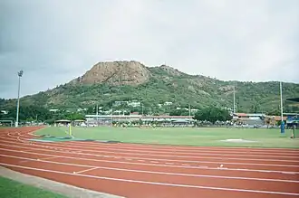 The racetracks with Castle Hill in the background