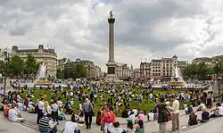 Trafalgar Square temporarily grassed over