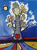 Tree of Life with Six Fingers – Acrylic on canvas, 18" x 24", 2003 Collection of Hanseo University Art Museum, Seoul
