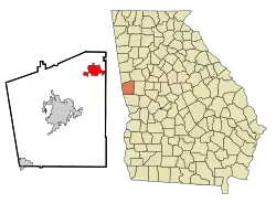 Location in Troup County and the state of Georgia