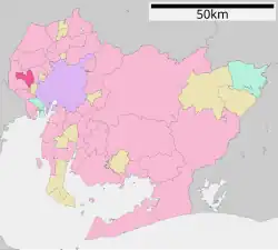 Location of Tsushima in Aichi Prefecture