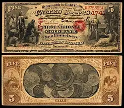 alt1=$5 National Gold Bank Note, The First National Gold Bank of San Francisco
