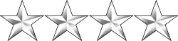 Four white metal stars in a horizontal row