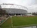 BayArena next to the currently-named Ulrich-Haberland-Stadion used for youth teams