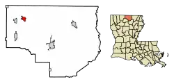 Location of Spearsville in Union Parish, Louisiana.