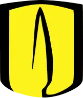 A black cypress tree over a yellow background