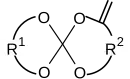 Structural formula of an unsaturated spiro orthocarbonate. This kind of monomer is used as expanding monomer.