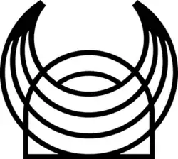 A line art drawing of a viking hat