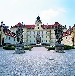 Valtice Castle in the Czech Republic (principal seat of the Liechtenstein princes until World War II, when the Nazi occupiers confiscated it, followed by Czech expropriation after the war)