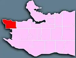 Location of West Point Grey in Vancouver