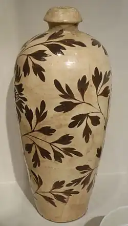 Meiping vase with slip-painted paeony foliage, Jin dynasty, 12th or 13th century