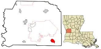 Location in Vernon Parish and the state of Louisiana.