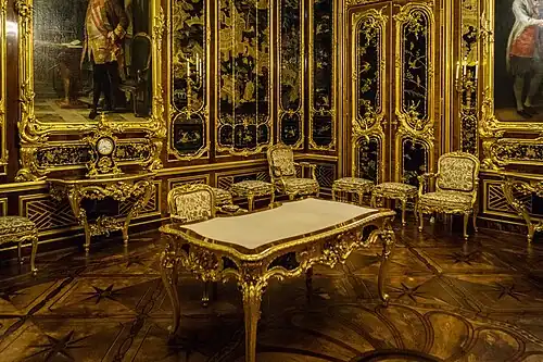 Vieux-Laque Room, Schönbrunn Palace, Vienna, Austria, decorated with Chinese black lacquerware panels, by Nikolaus Pacassi, 1743–1763[164]