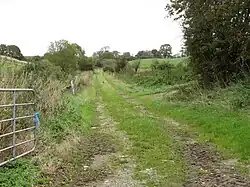 View north along the trackbed of the former Downpatrick to Ardglass Railway (2011)