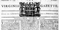 Virginia Gazette February 10, 1775.