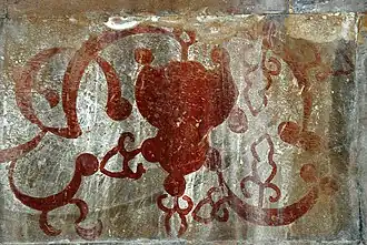 Ornament on the ceiling of the Saint Grigor chapel made with the Vordan Karmir (Cochineal Red) pigment