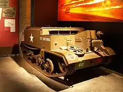 A Wasp flamethrower tank on display in the Canadian War Museum