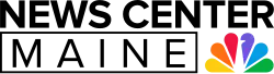 The words "News Center" in a bold, all-caps sans serif above the word MAINE, lighter and spread out in a black-bordered box, next to the NBC peacock.