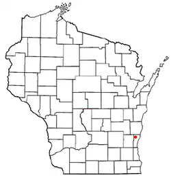 Location of Town of Fredonia in Ozaukee County, Wisconsin.