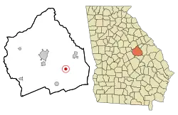 Location in Washington County and the state of Georgia