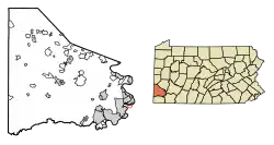 Location of Roscoe in Washington County, Pennsylvania.