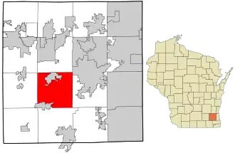 Location in Waukesha County and the state of Wisconsin.