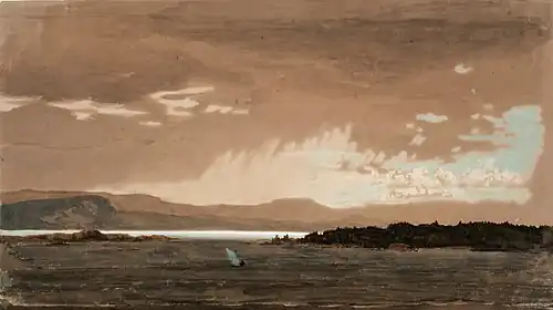 Rain at a Fjord Near Kristiania, 1858, watercolor