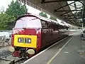 A Class 52 (no. D1015) restored to 1960s Western Region maroon livery
