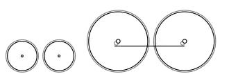 Diagram of two small leading wheels and two large coupled wheels