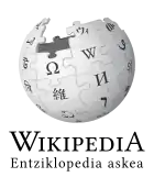 Wikipedia logo displaying the name "Wikipedia" and its slogan: "The Free Encyclopedia" below it, in Basque