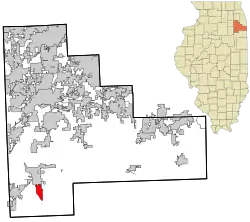 Location in Will County and the state of Illinois.