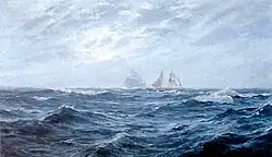 Sailing Ship at Sea, oil on canvas