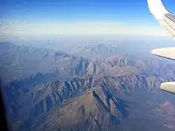an aerial view of the mountains.