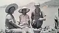 Women cooking whale meat on Petit Nevis, 1960s. Celina Ollivierre is in the center.